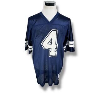 NFL Dallas Cowboys Dak Prescott #4 Jersey Men's Large Blue Mesh V-Neck Pullover